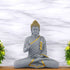 Elegant Grey & Gold Polyresin Buddha Statue – 14 Inch Handcrafted Meditating Monk Figurine for Home & Office Décor