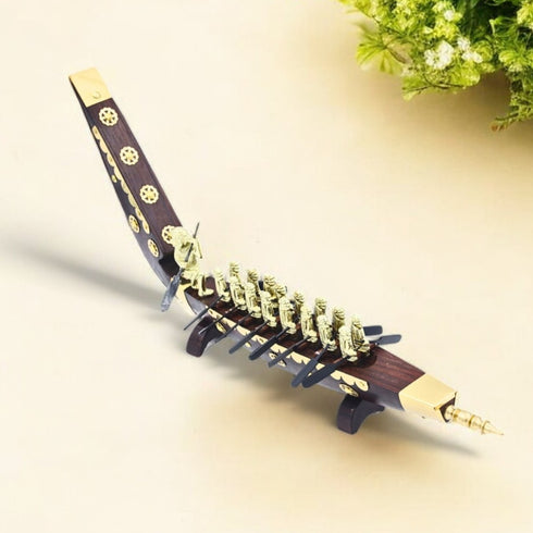 Elegant Palliyodam Snake Boat | Traditional Onam Boat Race Miniature with 17 Rower Details