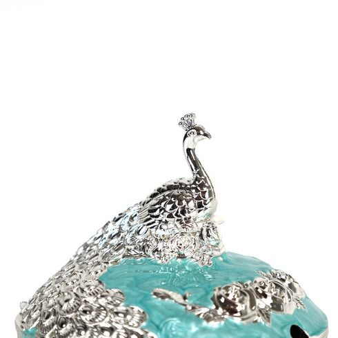 Elegant Peacock Decorative Serving Bowls with Oval Tray