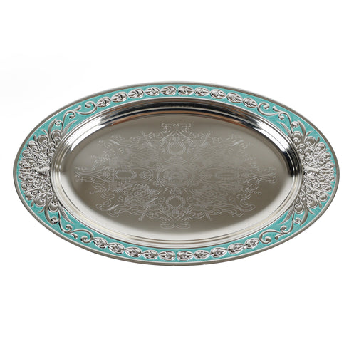 Elegant Peacock Decorative Serving Bowls with Oval Tray
