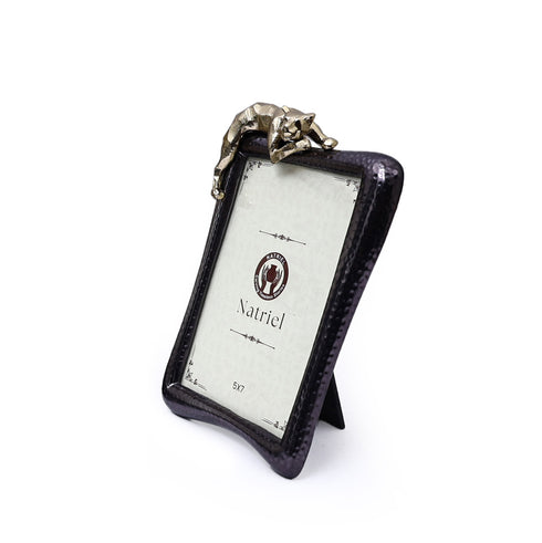 Elegant Silver Panther Decorative Frame - Metallic Photo Frame