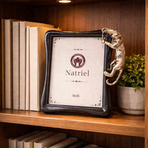 Elegant Silver Panther Decorative Frame - Metallic Photo Frame
