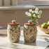 Ethnic ceramic Decal air-tight jar set with green flower pattern