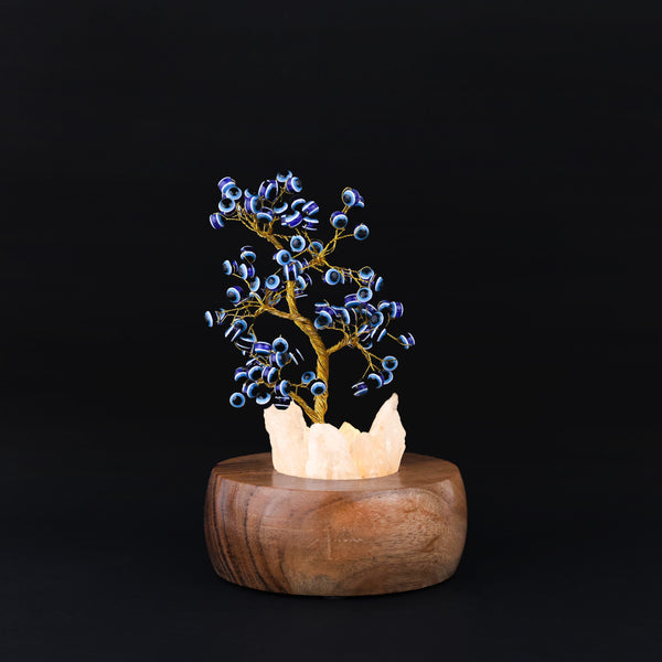 Evil Eye Wish Tree Lamp with wooden base