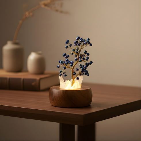 Evil Eye Wish Tree Lamp with wooden base