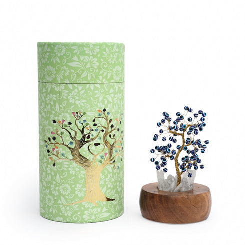 Evil Eye Wish Tree Lamp with wooden base