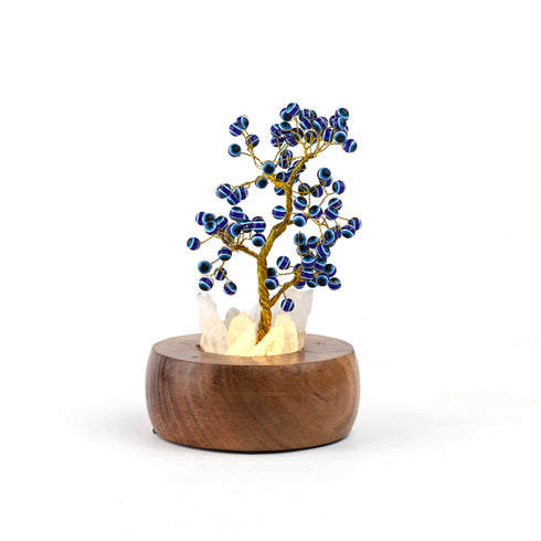 Evil Eye Wish Tree Lamp with wooden base