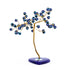 Decorative tree sculpture with blue and gold elements on a white background