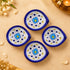 Decorative White and Blue Floral Blue Pottery Diya