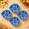 Turquoise Hand-painted Dual Tone Blue Pottery Diya Set