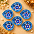 Turquoise Hand-painted Dual Tone Blue Pottery Diya Set