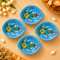 Sky Blue Decorative Floral Pattern Blue Pottery Diya