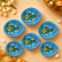 Sky Blue Decorative Floral Pattern Blue Pottery Diya