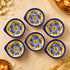 Hand Painted Blue Pottery Floral Diya Set in Yellow and Blue
