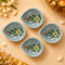 Aqua Blue Floral Pattern Blue Pottery Diya Set