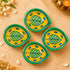 Green & Yellow Blue Pottery Leaf Diya