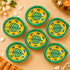 Green & Yellow Blue Pottery Leaf Diya