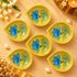 Yellow Decorative Lotus Pattern Blue Pottery Diya