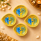 Yellow Decorative Lotus Pattern Blue Pottery Diya