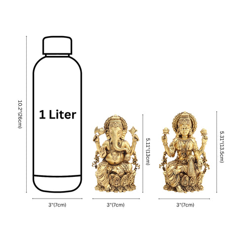 Fine Brass Gold Matte Finish Lakshmi Ganesha Duo – Deity of Wisdom and Prosperity
