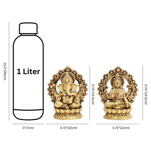 Fine Brass Lakshmi Ganesha Seated on Lotus Pedestal