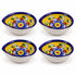 Hand Painted Blue Pottery Floral Diya Set in Yellow and Blue
