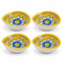 Hand Painted Yellow Blue Pottery Floral Diya Set