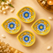 Hand Painted Yellow Blue Pottery Floral Diya Set