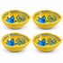 Yellow Decorative Lotus Pattern Blue Pottery Diya