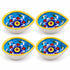 Hand-Painted Blue Pottery Diya with Floral Motif on Yellow Base