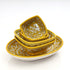 Geometric Yellow Oval Platter & Bowl Set – Handcrafted Jaipur Blue Pottery for Contemporary Dining