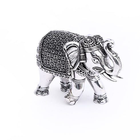 German Silver Elephant Showpiece with Green Velvet Box