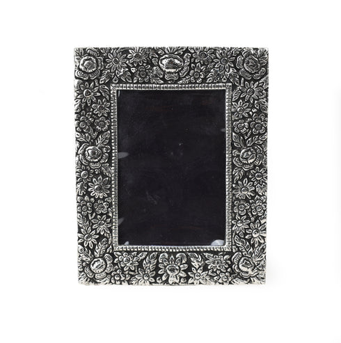 German Silver Floral Engraved Decorative Photo Frame