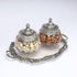 German Silver—Glass Set of 2 Kharbuja Jars and Decorative Tray