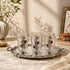 German Silver Glass Set of 6 without Tray with Floral Engravings