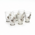 German Silver Glass Set without Tray with Floral Engravings