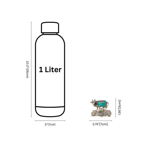 German Silver Kamdhenu with Stone Embellishments