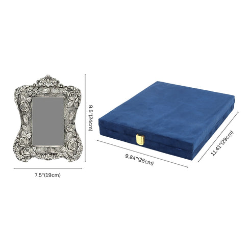 German Silver Rose Photo Frame With Velvet Box – Premium Gifting Item