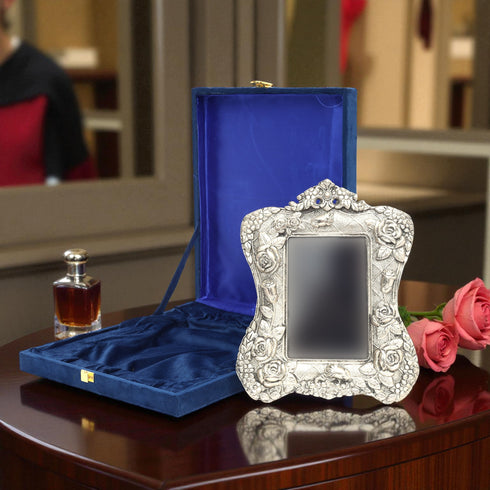 German Silver Rose Photo Frame With Velvet Box – Premium Gifting Item