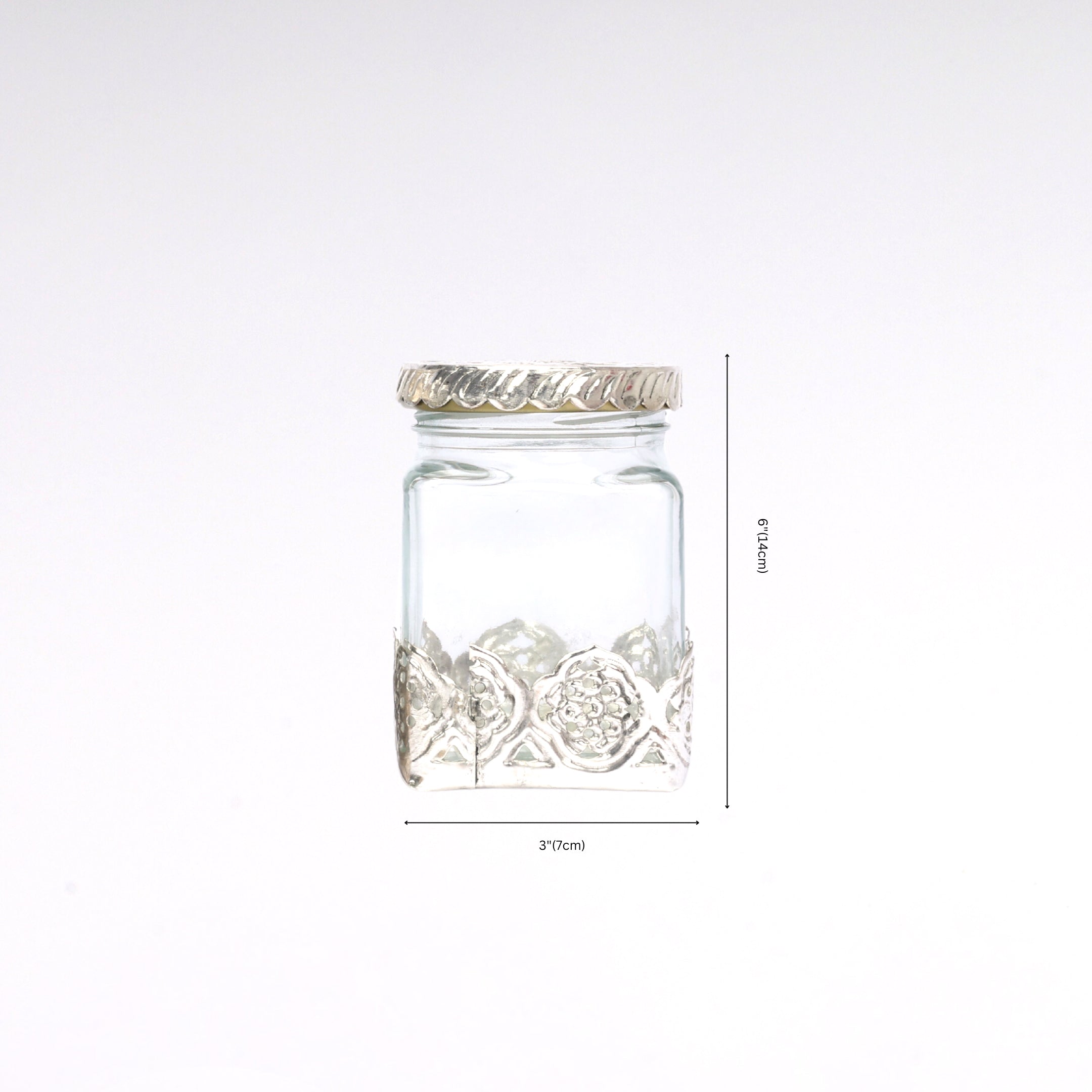 German Silver—Set of 4 Glass Jars