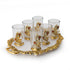German Silver—Set of 6 Glasses with Decorative Tray—Golden