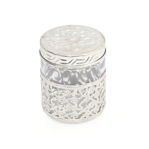 German Silver Glass Jar with Tray – Kitchen Décor Product