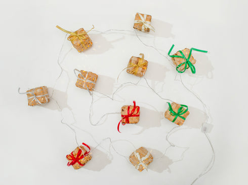 Beige Cube Shaped Premium Handmade Bamboo String Fairy Light - Festive Decor Item