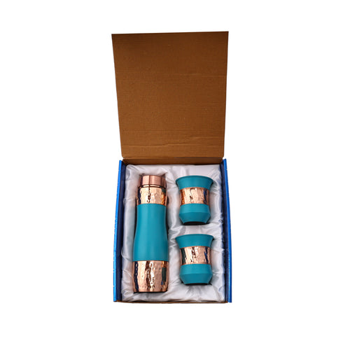 Gifting Set of Copper Bottle with Glass