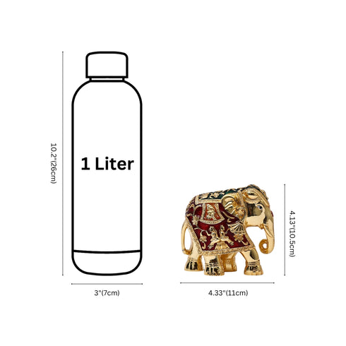 Gold plated Elephant showpiece - Red and Green Meenakari work (Gajalaxmi)