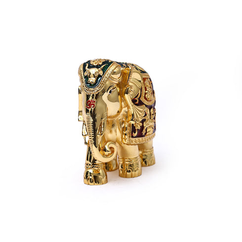 Gold plated Elephant showpiece - Red and Green Meenakari work (Gajalaxmi)