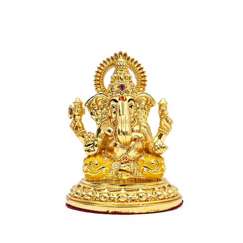 Gold plated Lord Ganesh Idol (Yellow Dhoti)