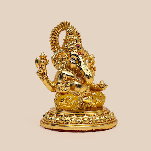 Gold plated Lord Ganesh Idol (Yellow Dhoti)