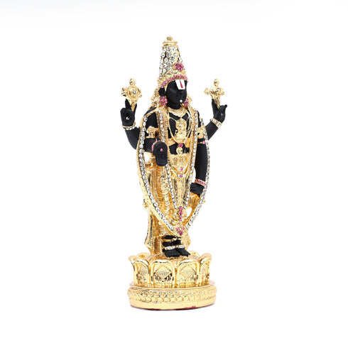 Gold plated Lord Tirupati Balaji Idol (Pink stone)