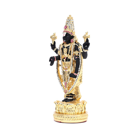 Gold plated Lord Tirupati Balaji Idol (Pink stone)